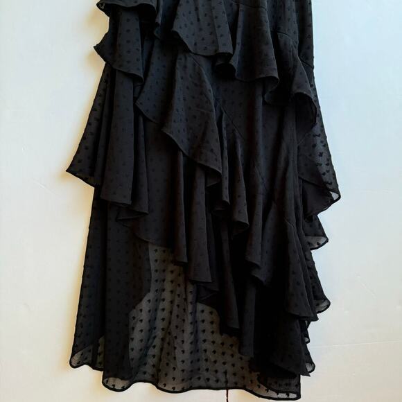 Rumored Tiered Flowy Midi Dress Ruffle Romantic Delicate Prom Womens XS/S Black - Picture 11 of 16